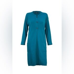 J. Jill wool blend Button-Front Teal Knit Cardigan tunic length women’s medium